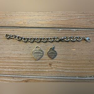 Tiffany & Co. Silver Heart Tag Chain Bracelet with regular tag charm